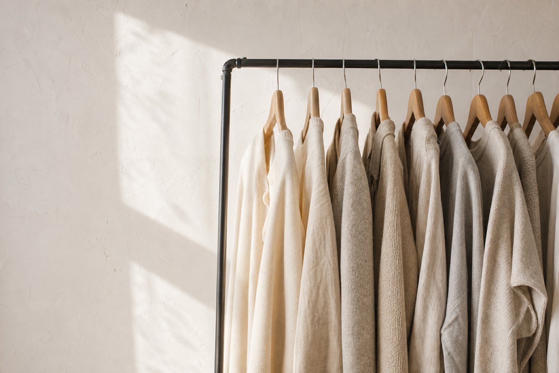 Clothing rack in natural light